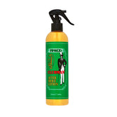 Bottle of after shave lotion with green label and yellow body on a white background