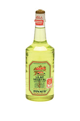 Clubman Pinaud Lilac Vegetal Aftershave in a vintage-style glass bottle, refreshing and soothing post-shave.