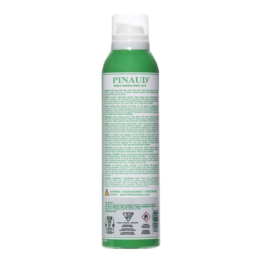 Green hair spray can with Pinaud label on a white background