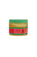 Side view of Tres Flores Molding Pomade 6 oz. jar, featuring red label and green lid.