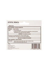 Styptic Pencil (Back) – Aluminum sulfate formula seals skin to prevent infection, ideal for post-shave care.