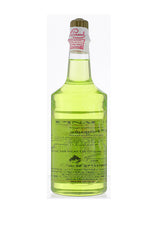 Back of Clubman Pinaud Lilac Vegetal Bottle showing product details and transparent yellow-green liquid.