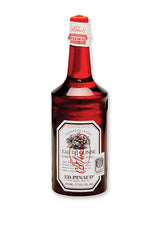 Clubman Pinaud Eau de Quinine Hair Tonic in a classic red glass bottle, revitalizing scalp and hair.