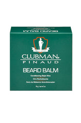 Clubman Beard Balm in a green box, conditioning wax for beard care, providing moisture and light hold.