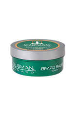 Clubman Beard Balm tin side view, highlighting branding, product name, and essential features.

