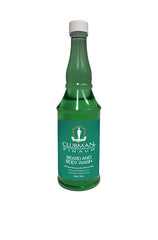 Clubman Pinaud Beard and Body Wash in a green 16 oz. bottle, designed for full-body cleansing and beard care.