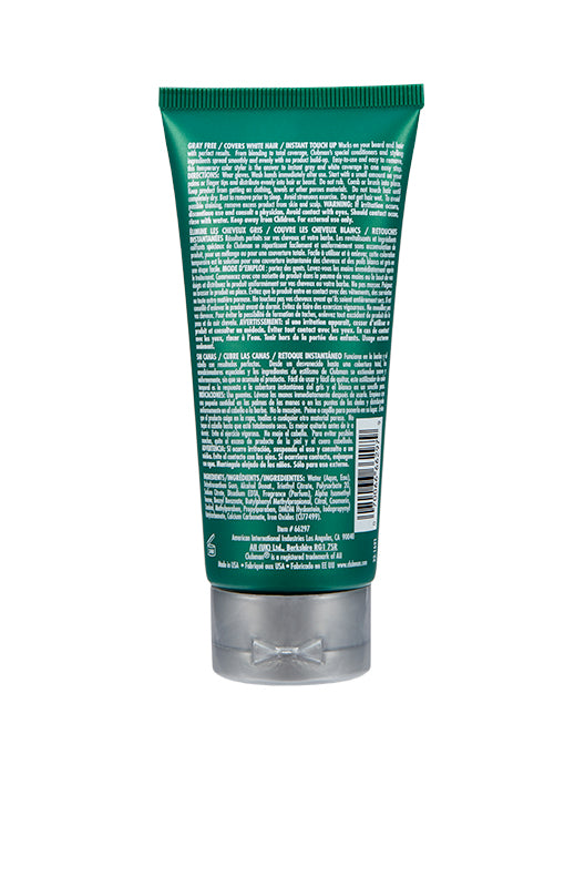 Back view of Clubman Pinaud Black Gel 89 mL (3 oz.) tube, displaying usage instructions and ingredients list.