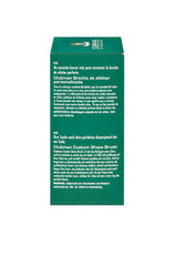 Side view of Clubman Pinaud Shave Brush box with multilingual product descriptions.