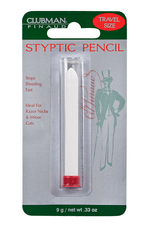 Clubman Pinaud Styptic Pencil Travel Size, compact solution for razor nicks and minor cuts, stops bleeding fast.