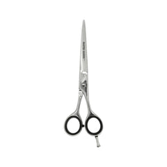 Close-up of Master Barber Professional Barber Shears, showcasing stainless steel design and ergonomic grip.